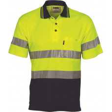Hi Vis Two Tone Cotton Back Polos with Generic R.Tape - short sleeve