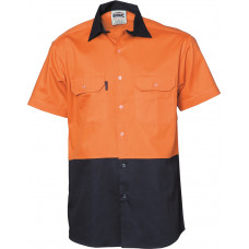 HiVis Two Tone Cotton Drill Shirt - Short Sleeve