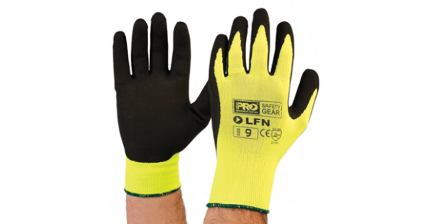 Pro Choice Black Latex Foam On Hi Vis Yellow Nylon Liner Glove X12 - LFN main image 0