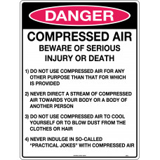 Danger - Compressed Air Beware Of Serious Injury Or Death